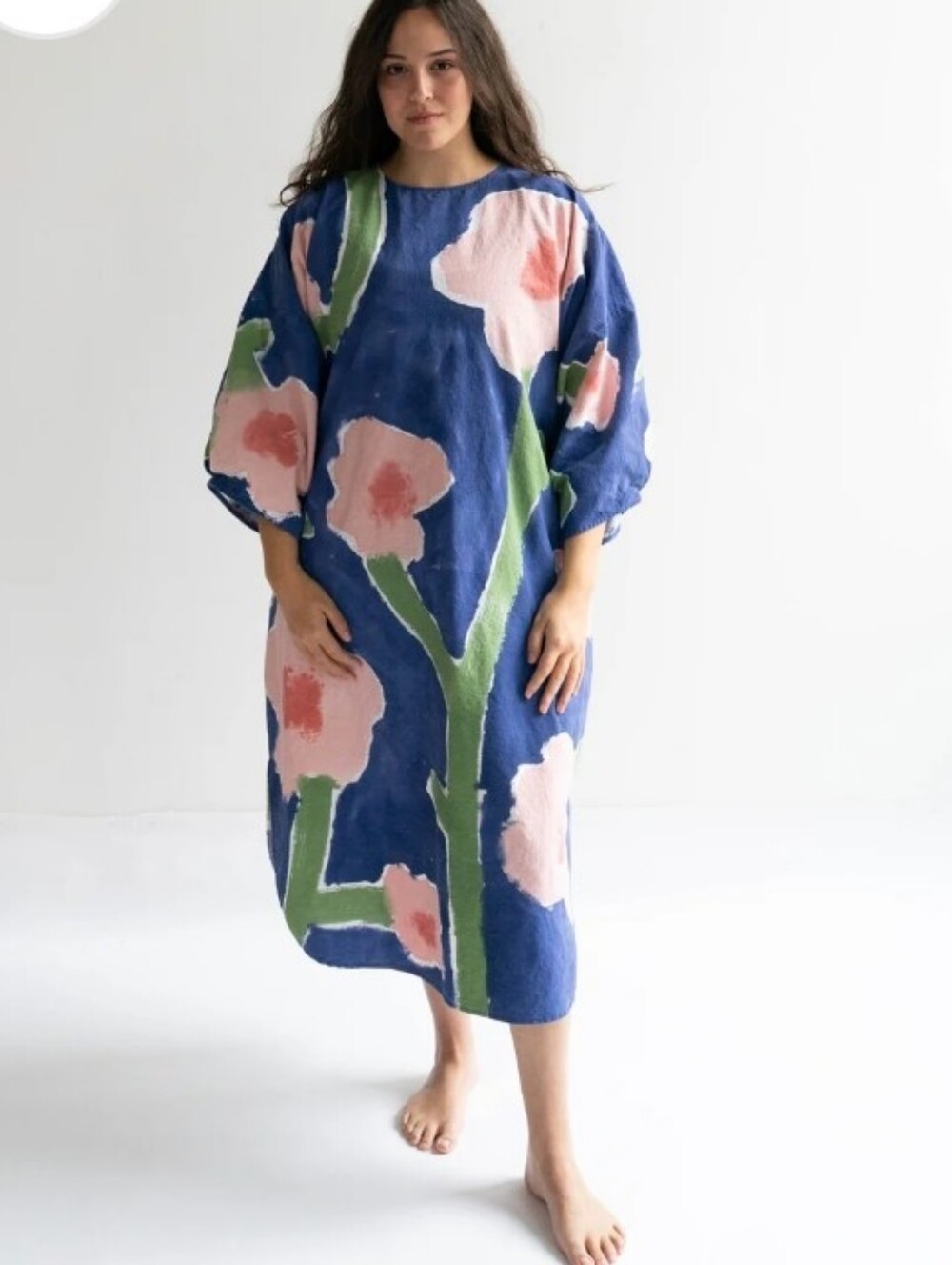 STATE Bloom Dart Dress - Navy with Pink Floral 2X